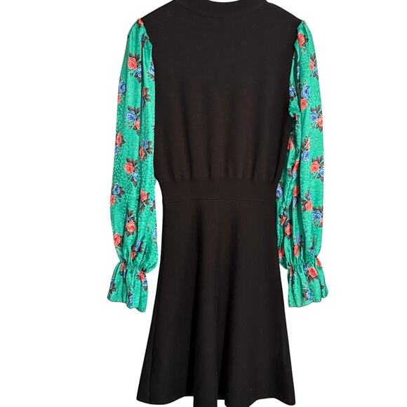 MSGM Sweater Dress S Floral Rose Balloon Sleeve Wool Black Quiet Luxury Glam - Picture 2 of 8